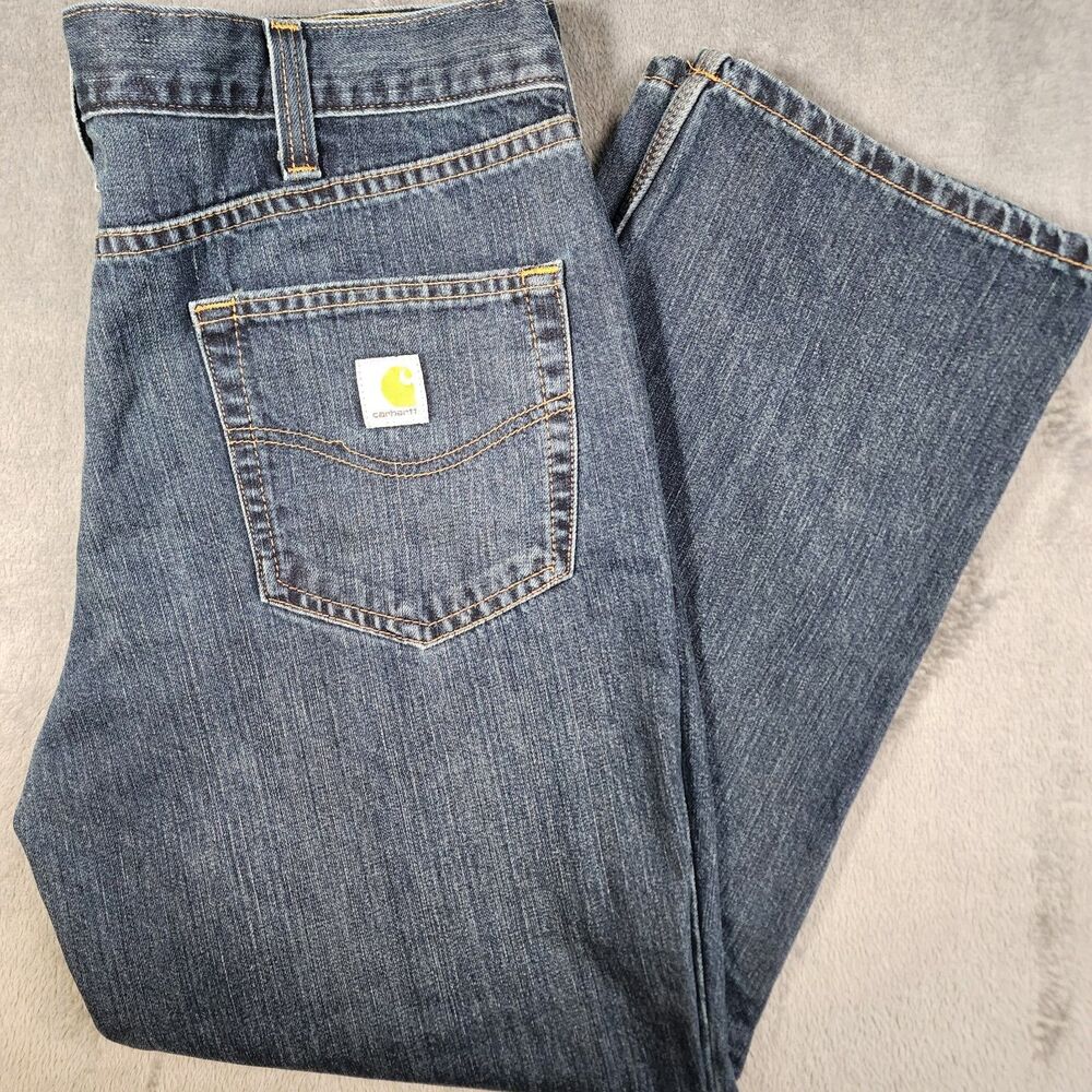 Carhartt Men's 38x30 Relaxed Fit Jeans Blue Cotton Blend Workwear BD1483-M